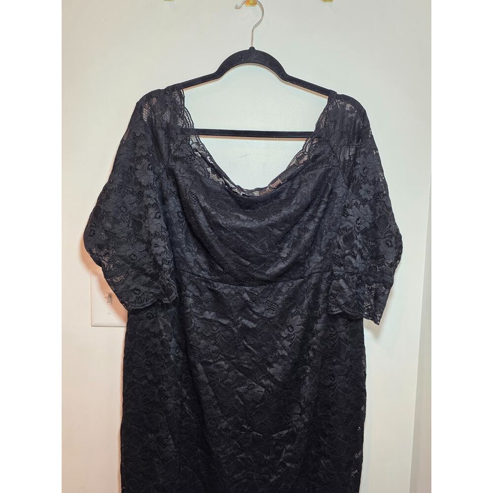 NWT Torrid Midi Black Lace Dress Scalloped Neckline 3/4 Sleeves Size 22 - Picture 3 of 10